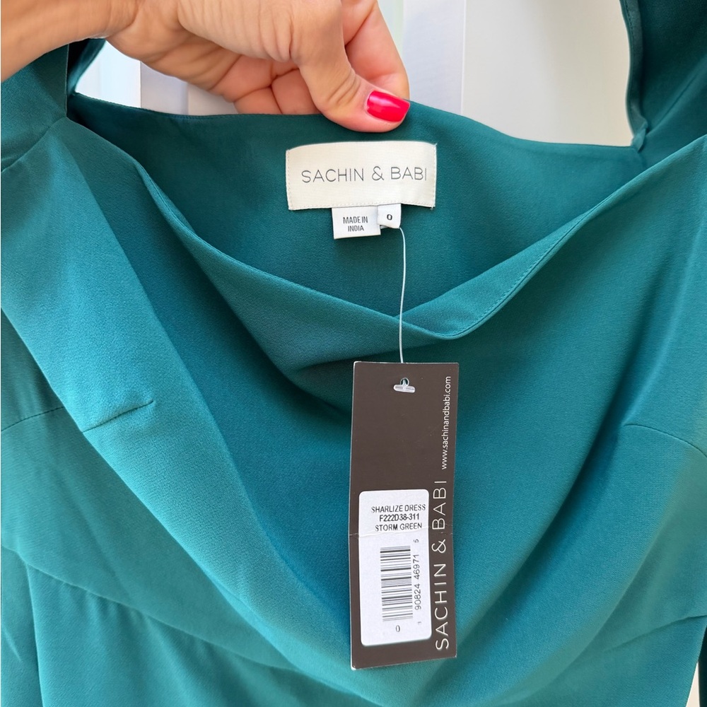 Sachin + Babi Teal Midi Asymmetric Dress, Small - Picture 3 of 3